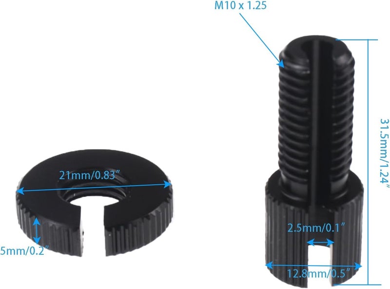 Nihfien 4 PCS M10 Clutch Brake Cable Adjuster Screw,Universal Brake Clutch Cable Line Adjuster Screw Adjusting Nut Bolt with Slotted 10MM for Motorcycle Motorbike Moped Scooter Dirt Bike-Black - Image 2